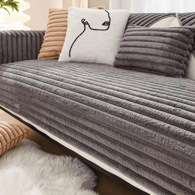 Fuzzy - Sofabezug L Form - gibt Ihrem Sofa neuen Schwung - Elegare - DEA105 -  45x45-Kussenhoes-Anthrazitgrau 