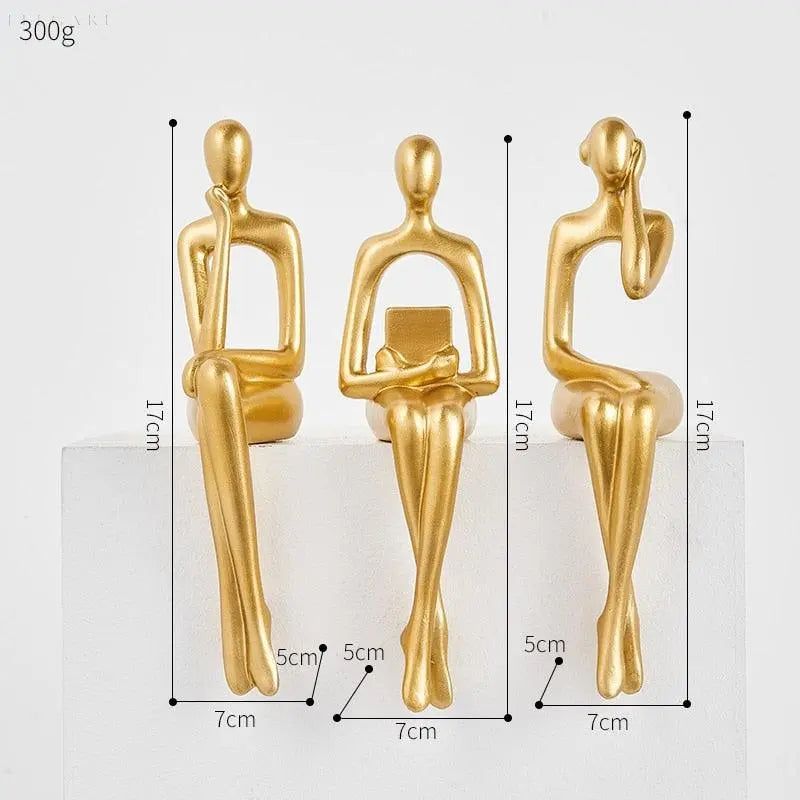 Goldene abstrakte Denker - Eine Sammlung von handgeschnitzten Statuen - Elegare -  -   