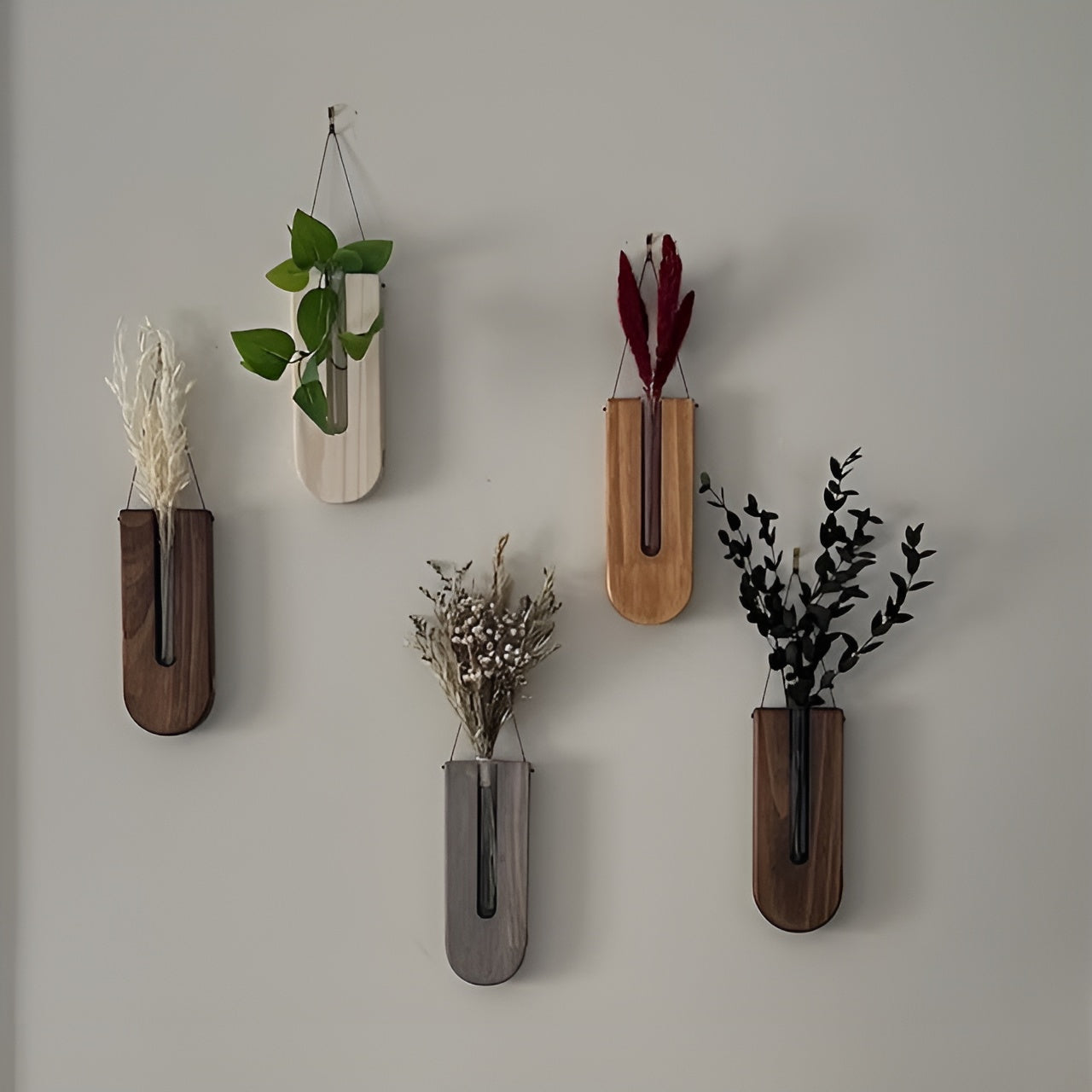 Holz-Wandvasen im Rustikalen Design – Kreative Blumendeko | Perfekt für Blumen und Moderne Wandgestaltung - Vase