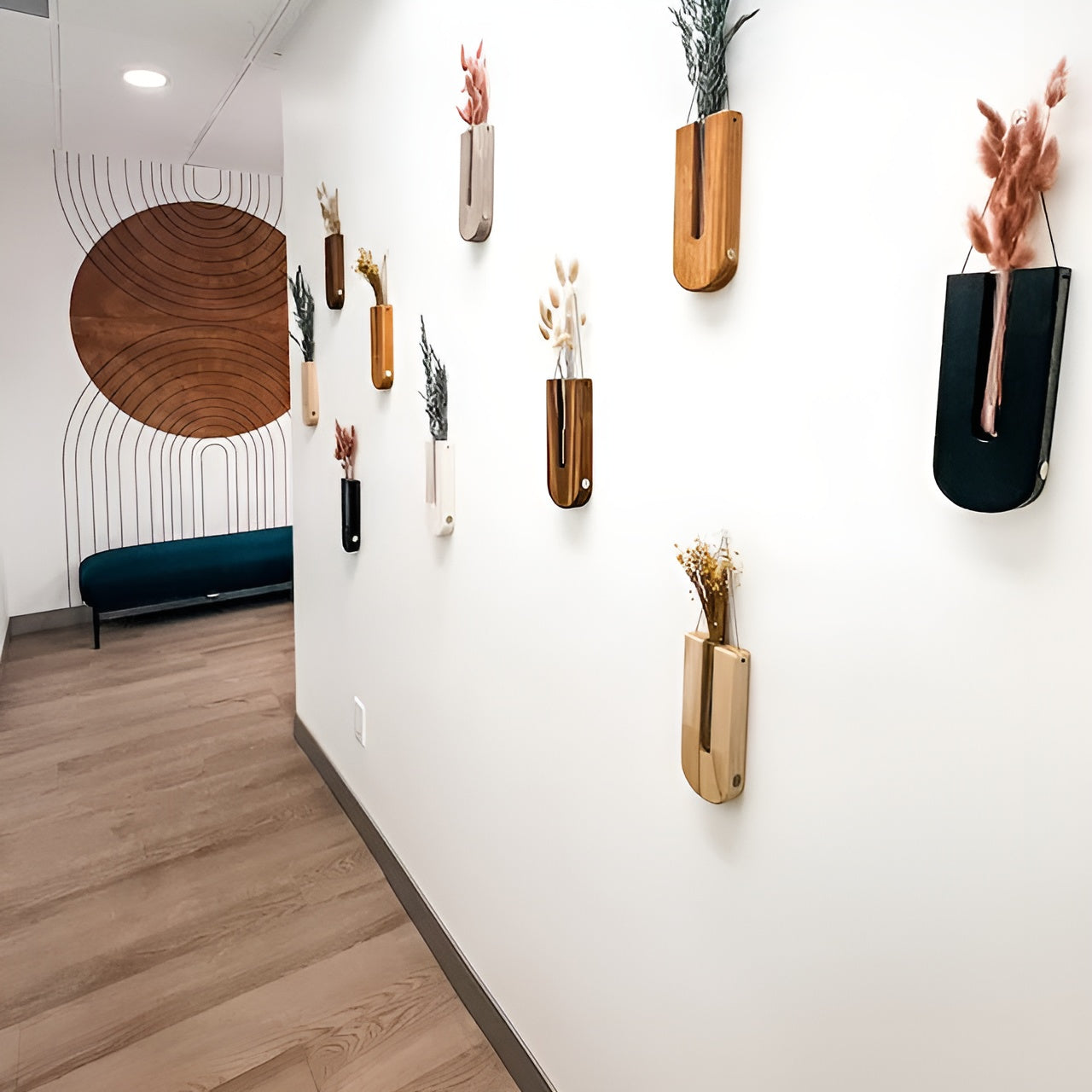 Holz-Wandvasen im Rustikalen Design – Kreative Blumendeko | Perfekt für Blumen und Moderne Wandgestaltung - Vase