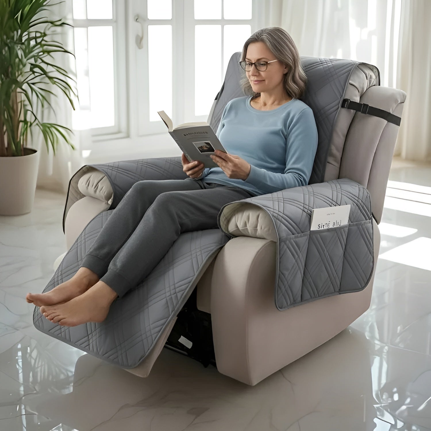 Wasserdichter Sesselüberwurf – Steppdesign in Rautenoptik | Schützt vor Flecken & Abnutzung