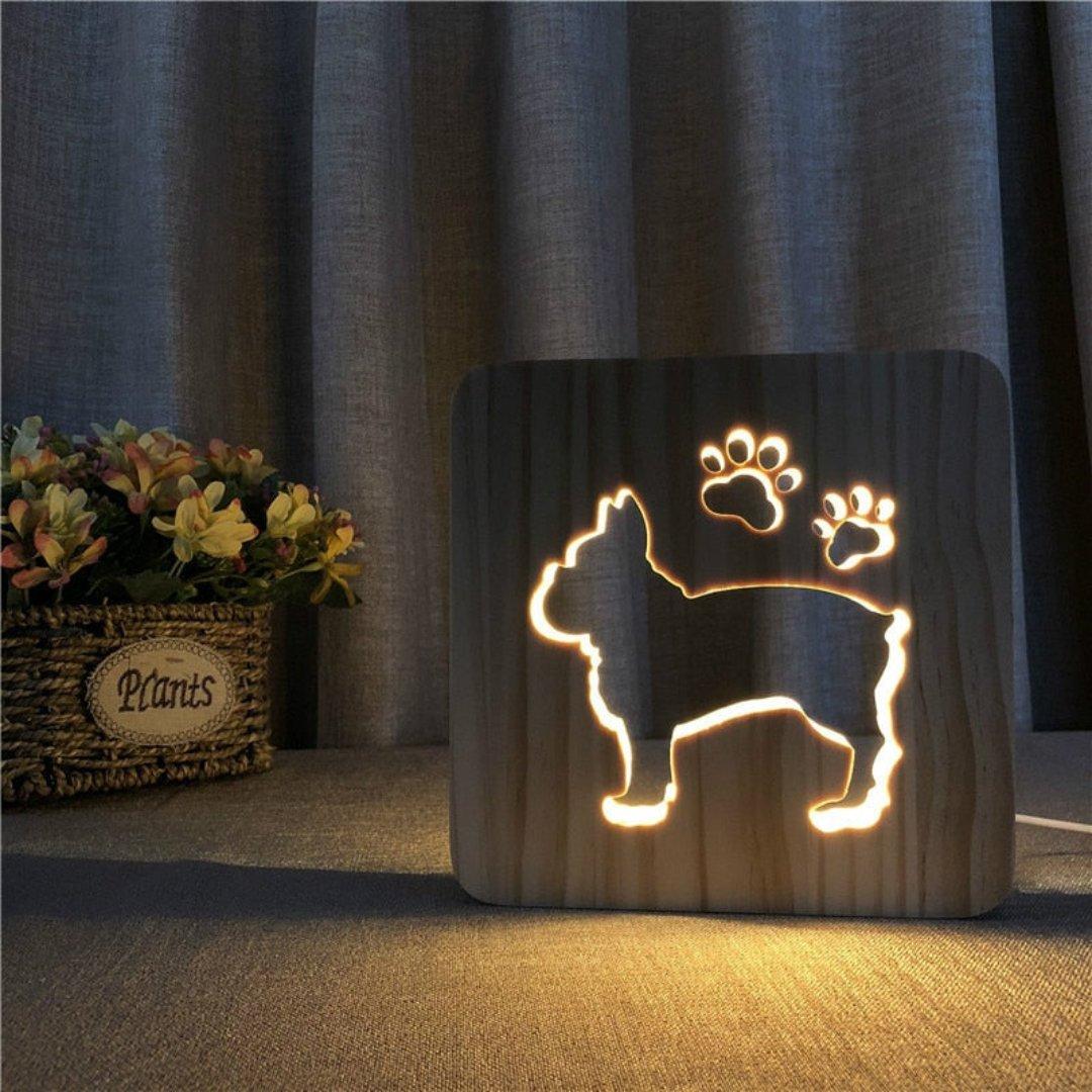 PuppyGlow Light - Niedliche 3D LED-Holzleuchte Elegare