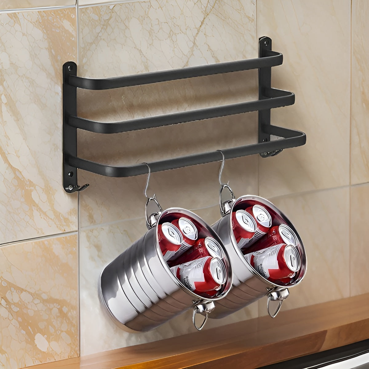 Wandhandtuchhalter mit 3 Ebenen –  Modern in Schwarz & Platzsparend