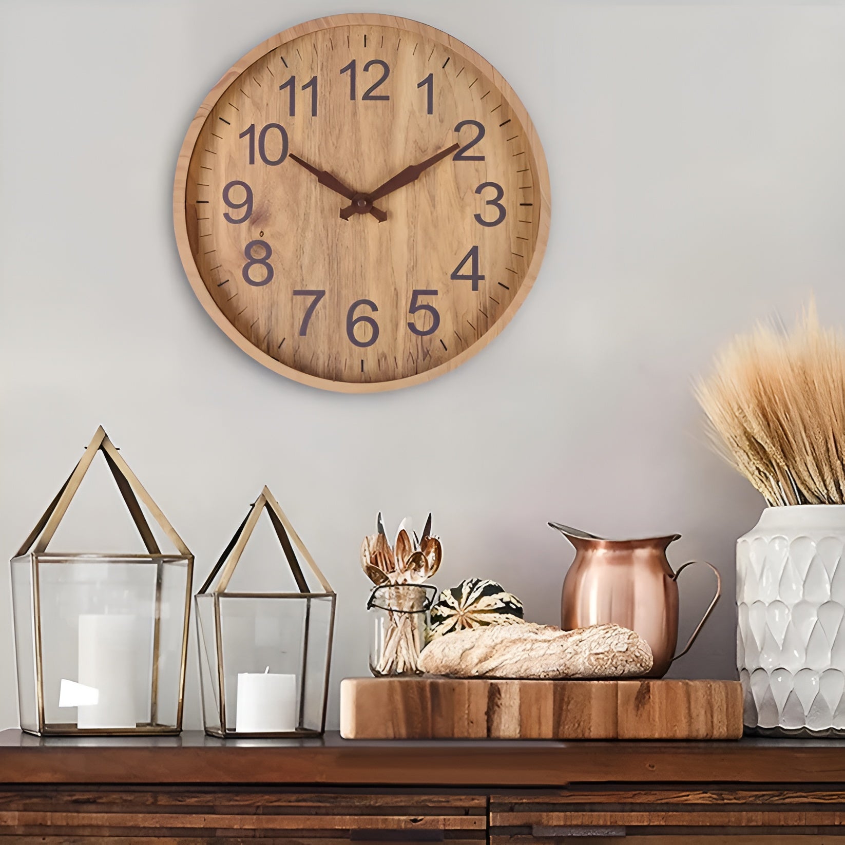 Wanduhr aus Holz – Geräuschlos und Stilvoll | Perfekt für Küche und Wohnzimmer