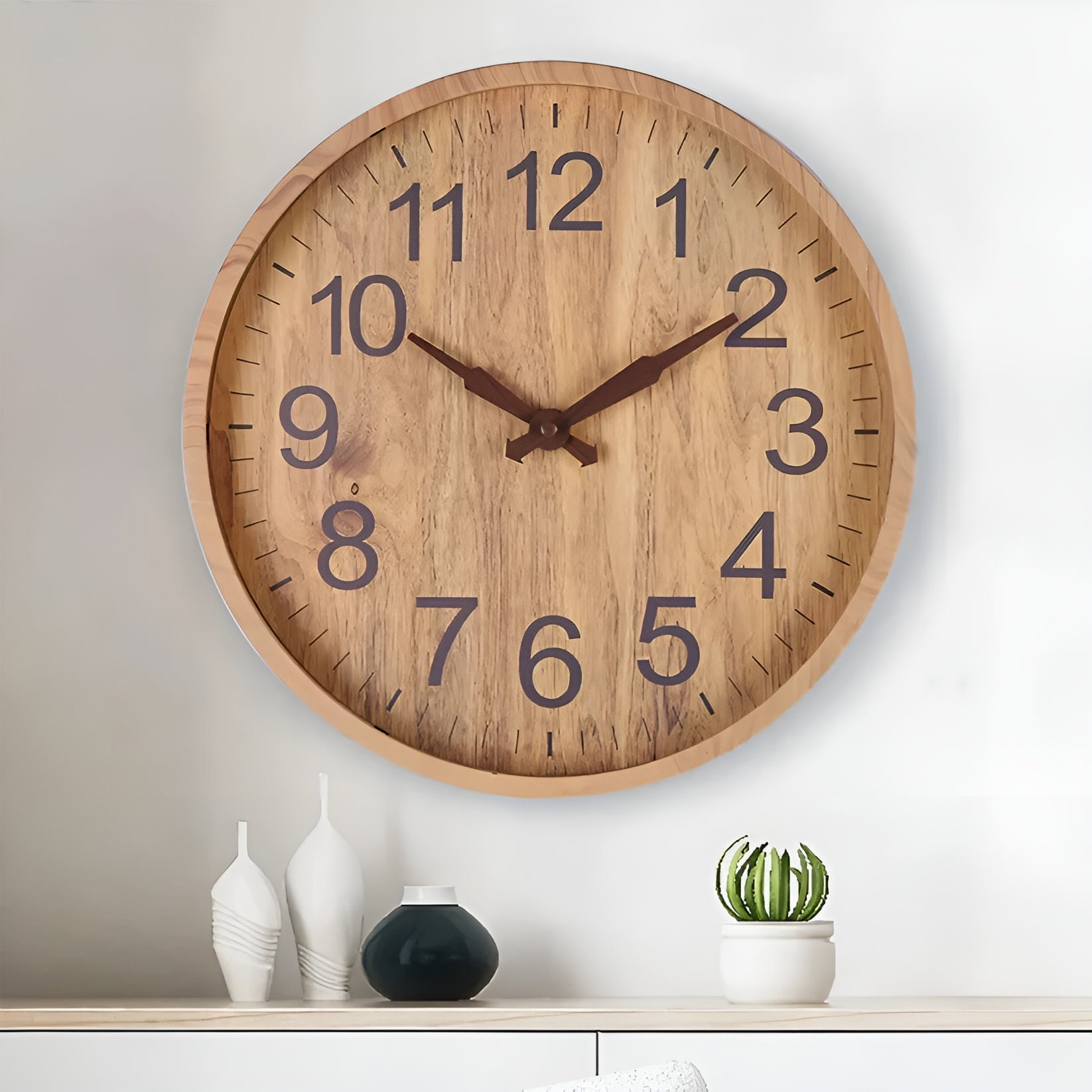 Wanduhr aus Holz – Geräuschlos und Stilvoll | Perfekt für Küche und Wohnzimmer