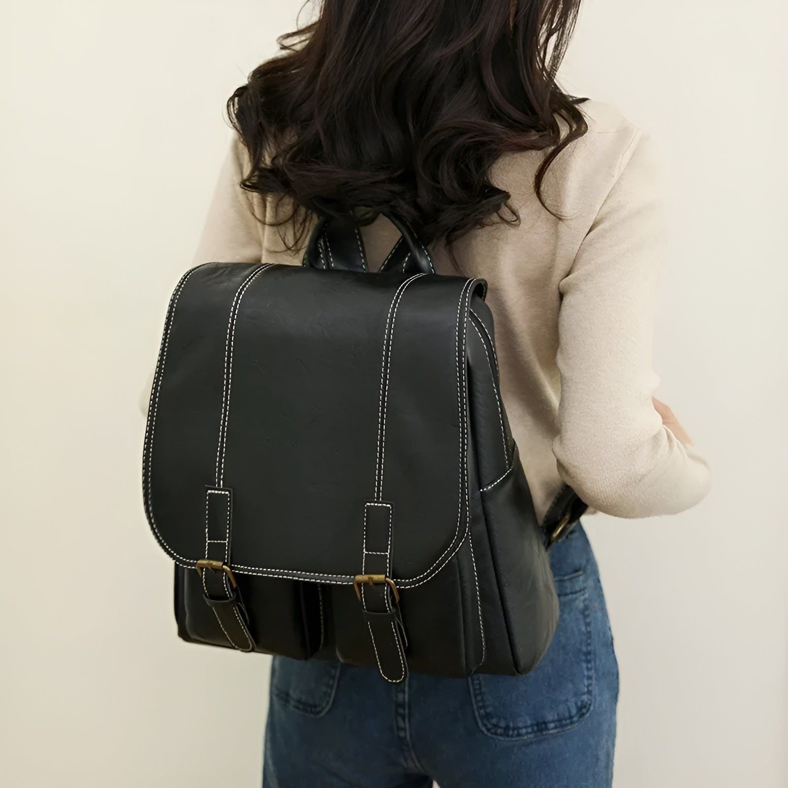 Leni Backpack - Vintage Lederrucksack für Frauen - Elegare