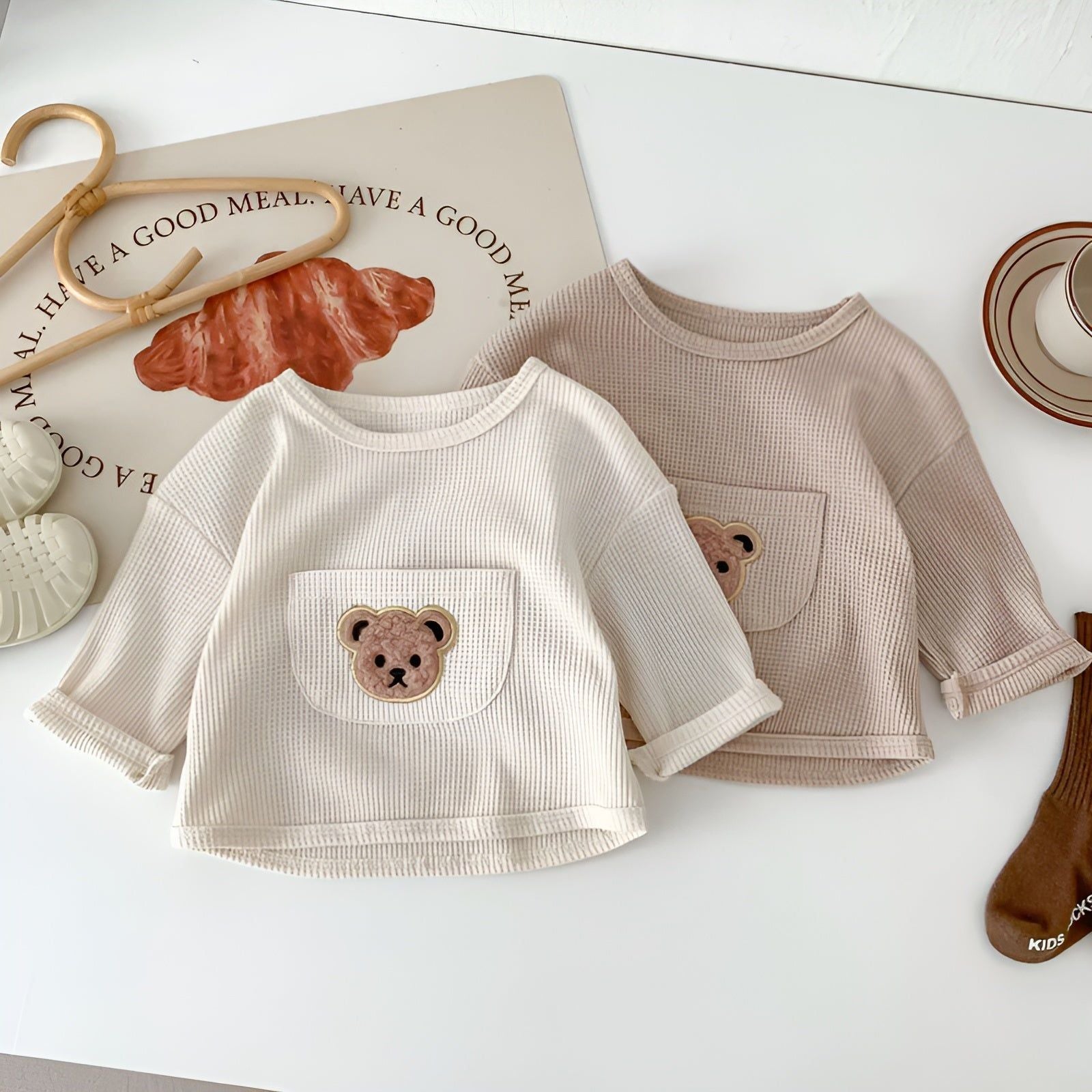 Waffle Bear - Liebenswerter Bär Passendes Set für Babys (Langarmshirt + Hose) - Elegare