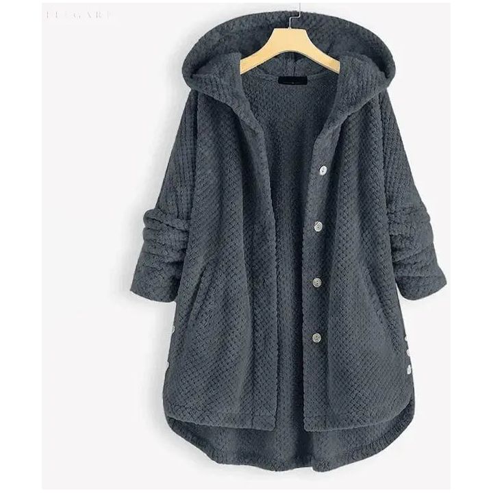 Iza – Halblange Fleecejacke mit Kapuze Für den Winter - Elegare - DEA045 -  Grau-4XL 