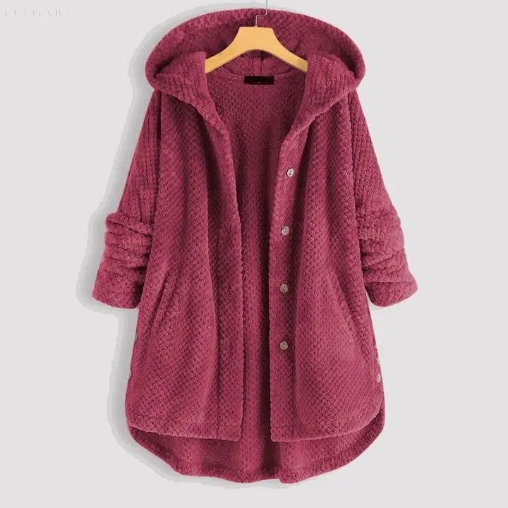 Iza – Halblange Fleecejacke mit Kapuze Für den Winter - Elegare - DEA045 -  Rosa-4XL 