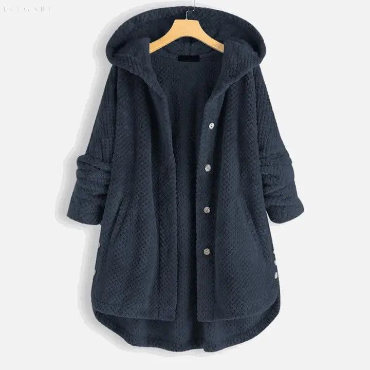 Iza – Halblange Fleecejacke mit Kapuze Für den Winter - Elegare - DEA045 -  Blau-4XL 