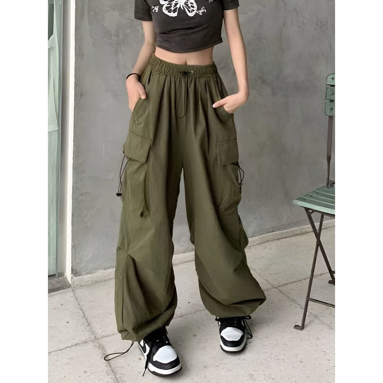 Hannah Cargo Pants - Atmungsaktive Cargo-Hose mit hoher Taille für Frauen - Elegare