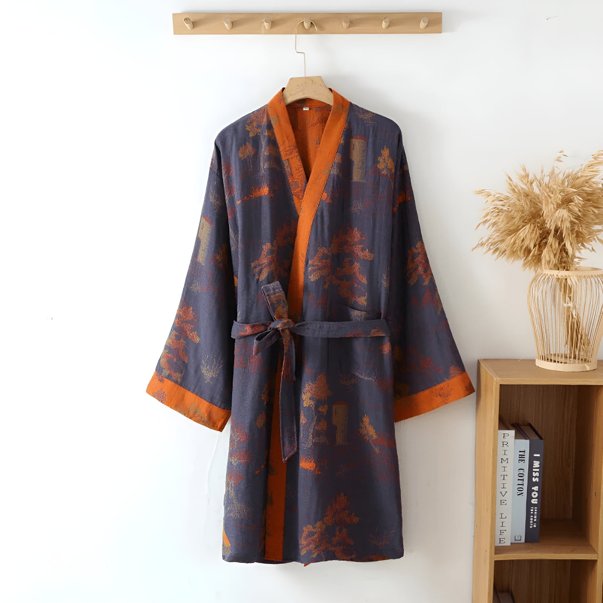 Baumwoll-Kimono Bademantel – Leicht und Atmungsaktiv | Retro-Stil für Zuhause und Spa