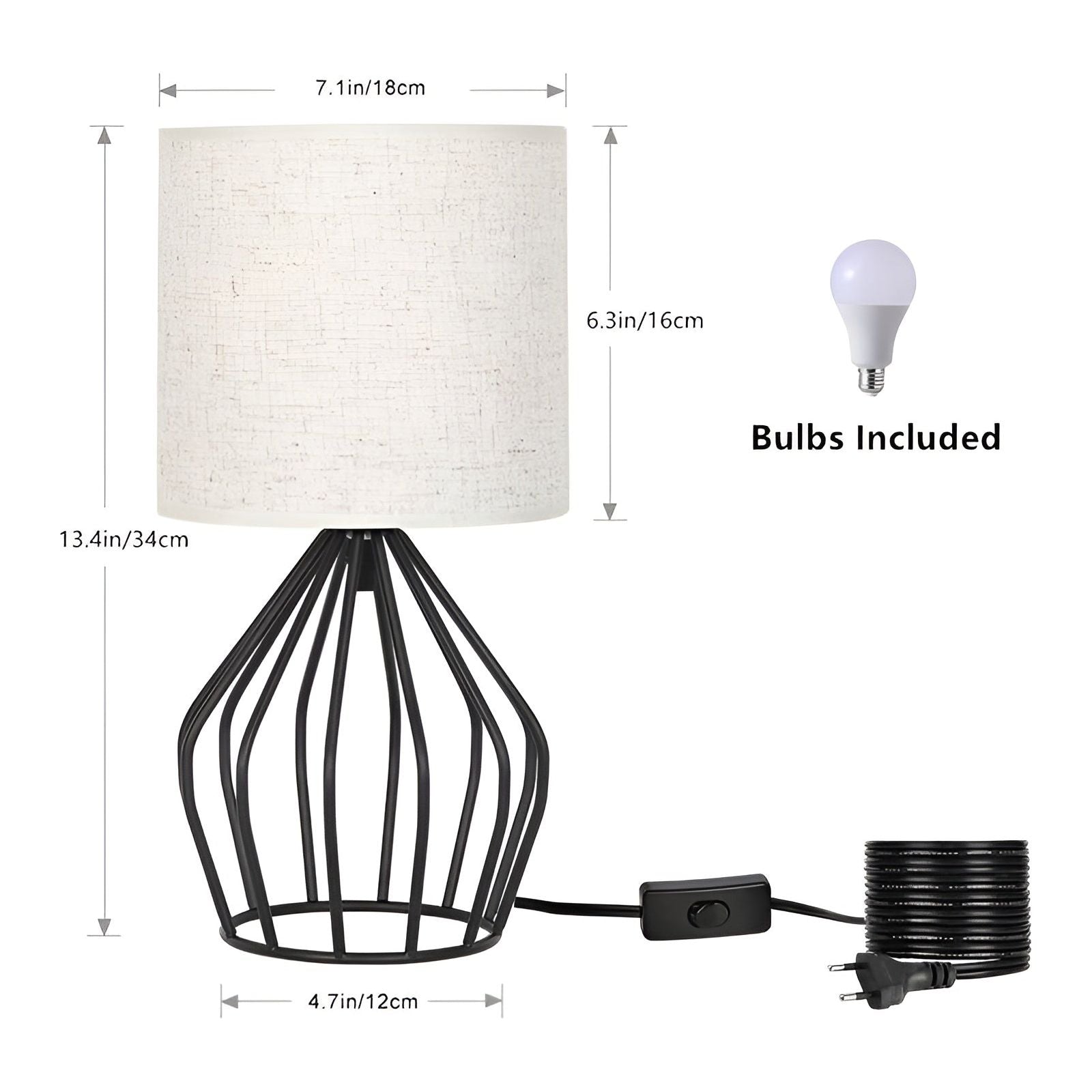 LinenGlow Lampe - Tischlampe mit Ausgehöhltem Fuß und Leinenstoffschirm Elegare