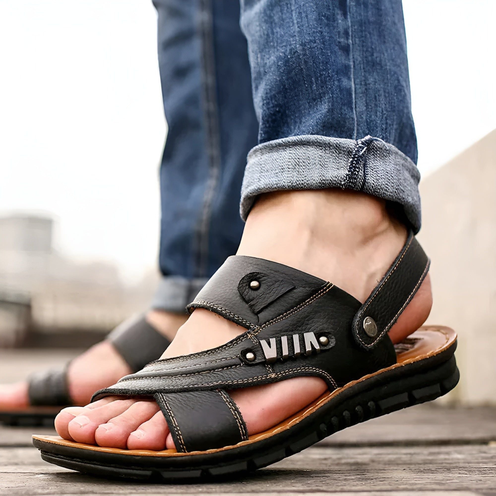 Lukas Sandals - Stilvolle Orthopädische Ledersandalen für Herren Elegare