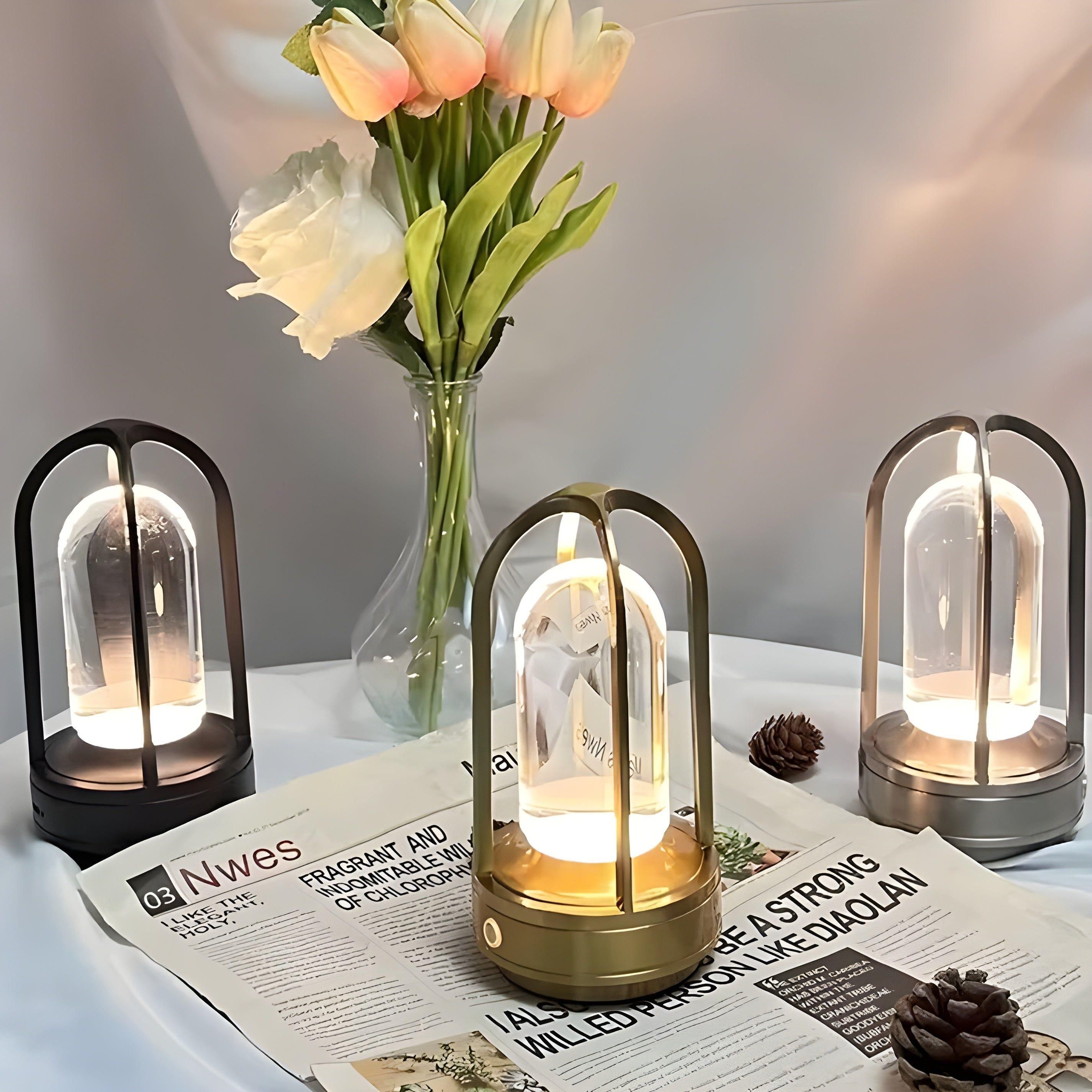 NovaShine Lamp - Zeitgenössische Kabellose Glas-Tischlampe