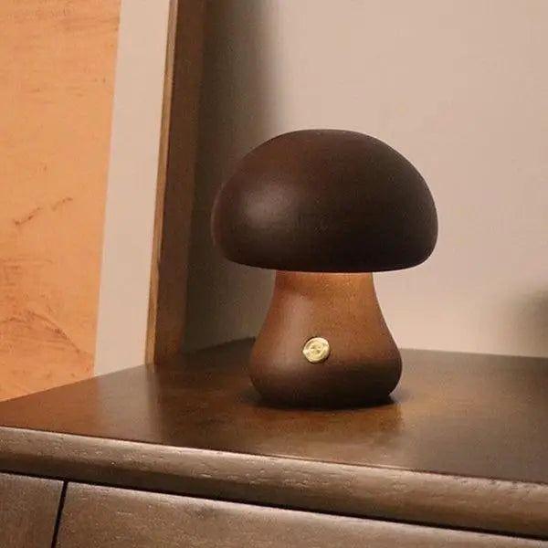 Mushroom Lamp - Pilz Nachttischleuchte - Elegare - DEA019 -  Nussbaum-C 