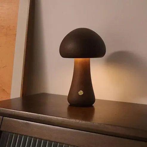 Mushroom Lamp - Pilz Nachttischleuchte - Elegare - DEA019 -  Nussbaum-B 