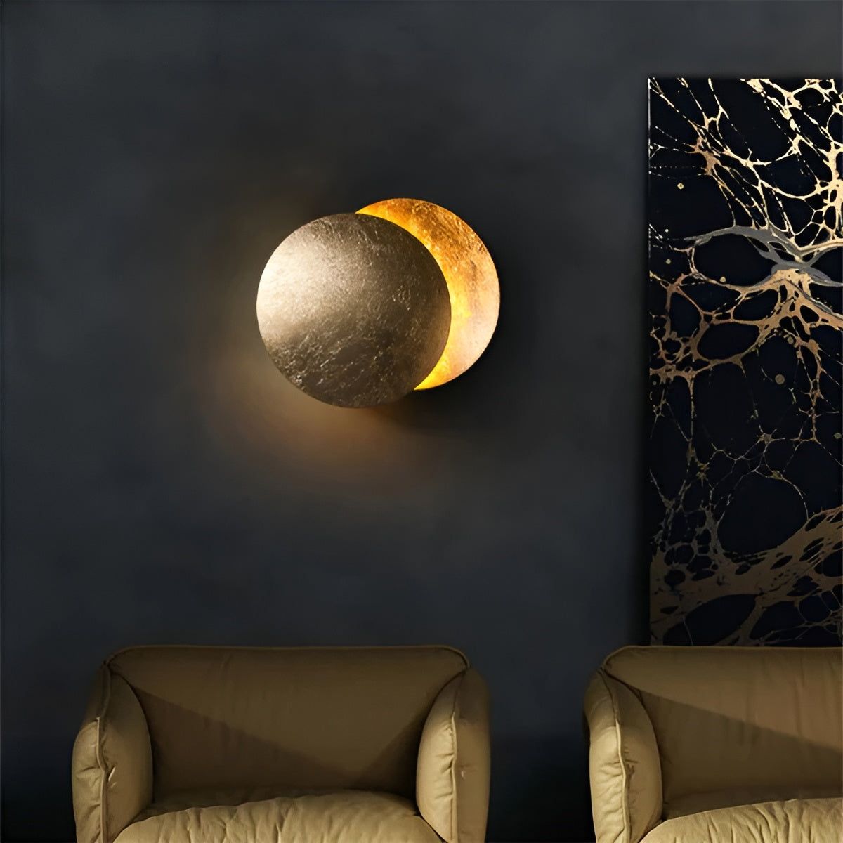 Lunar Shine - Luxuriöse moderne Eclipse-Wandleuchte für Innenräume - Elegare