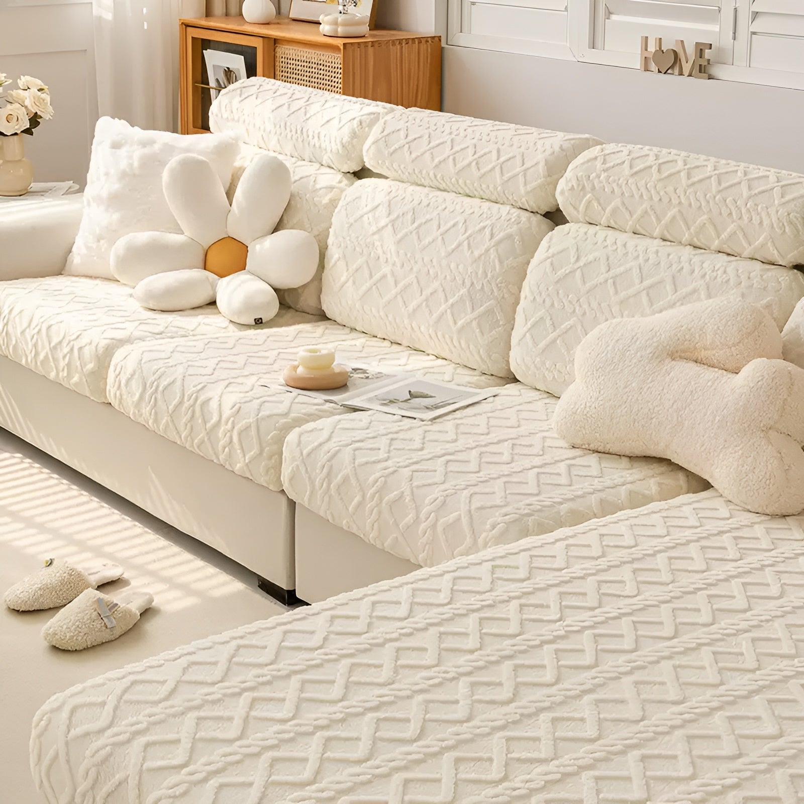 Samt-Sofabezug mit Diamantmuster – Weich & Luxuriös | Perfekte Passform für Jede Couch