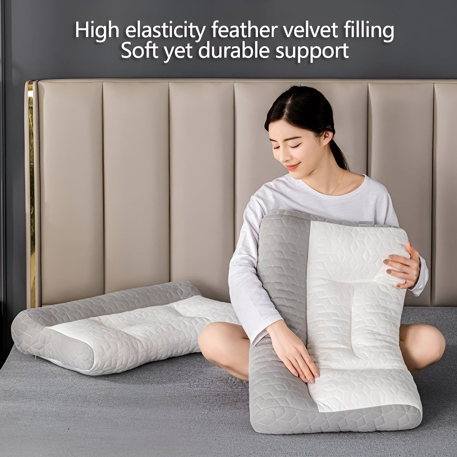 OrthoComfort Pillow - Orthopädisches Latex-Faser-Schlafkissen Elegare