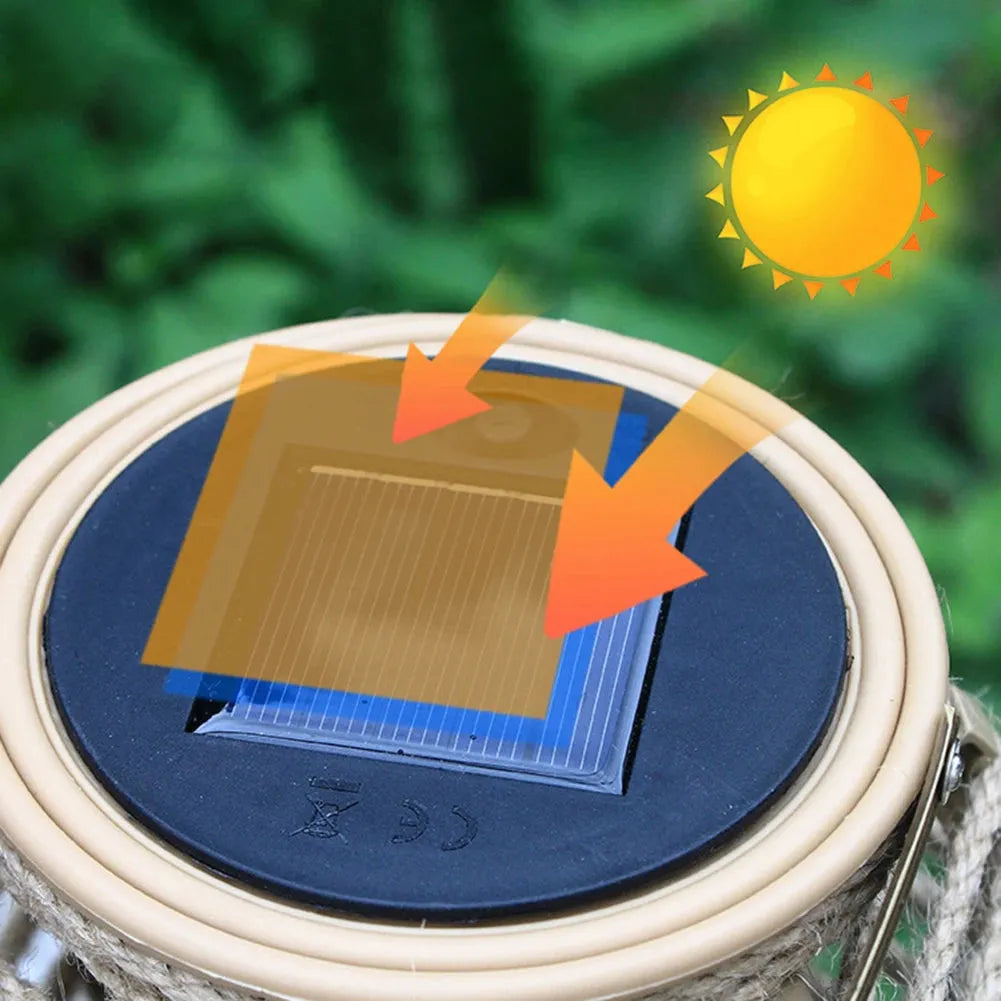 RattanRay Laterne - Wasserdichte Solarbetriebene Rattan Hängelaterne Elegare