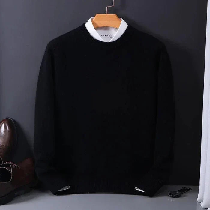 Oversized Kaschmirpullover in Schwarz, Vorderansicht