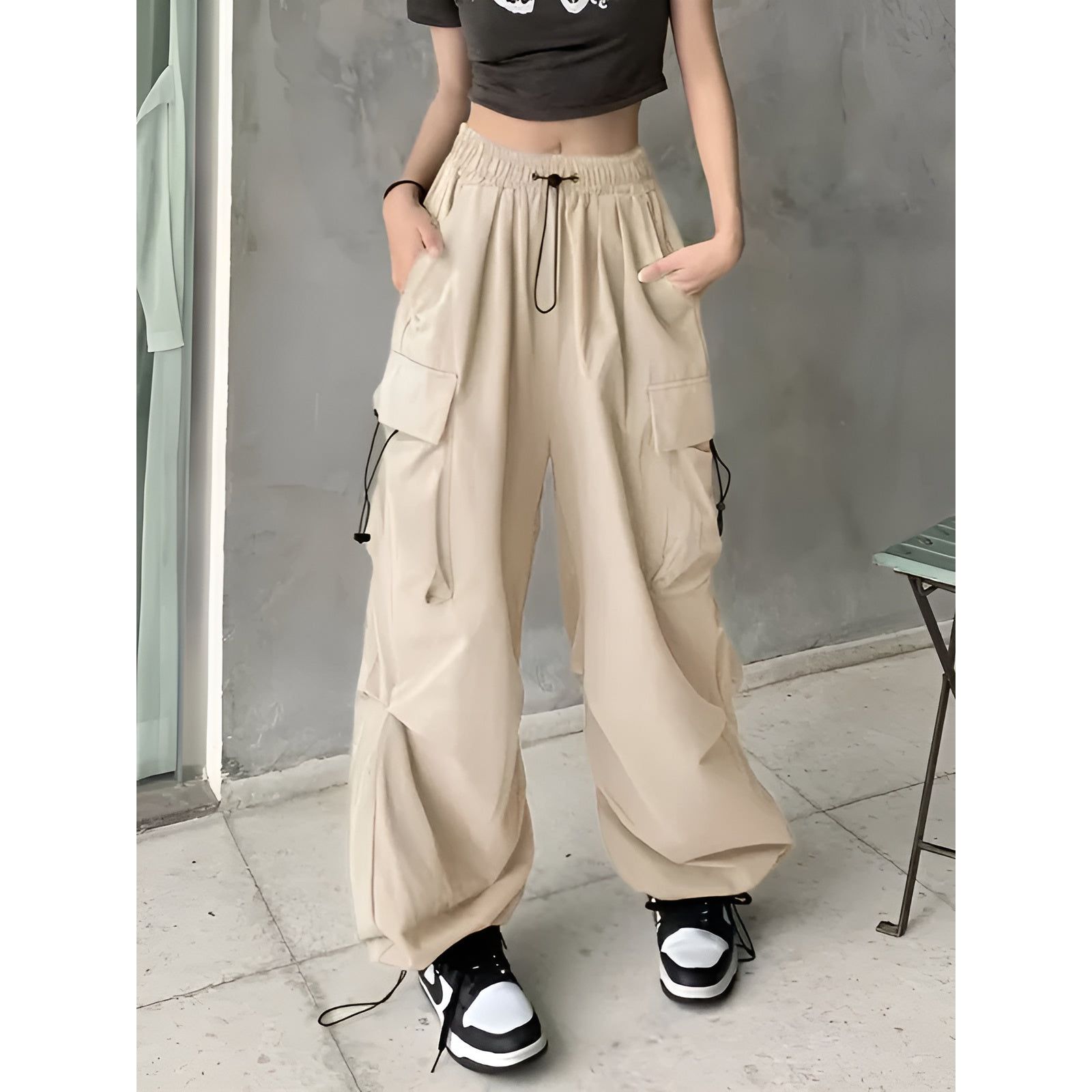 Hannah Cargo Pants - Atmungsaktive Cargo-Hose mit hoher Taille für Frauen - Elegare