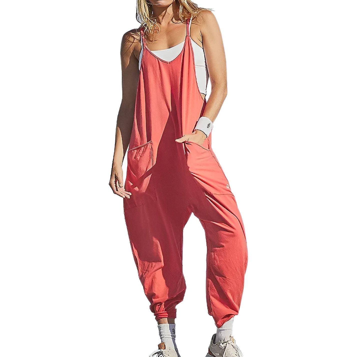 Carla Jumpsuit - Atmungsaktiver Sommer Weiten Beinen Overall für Frauen - Elegare