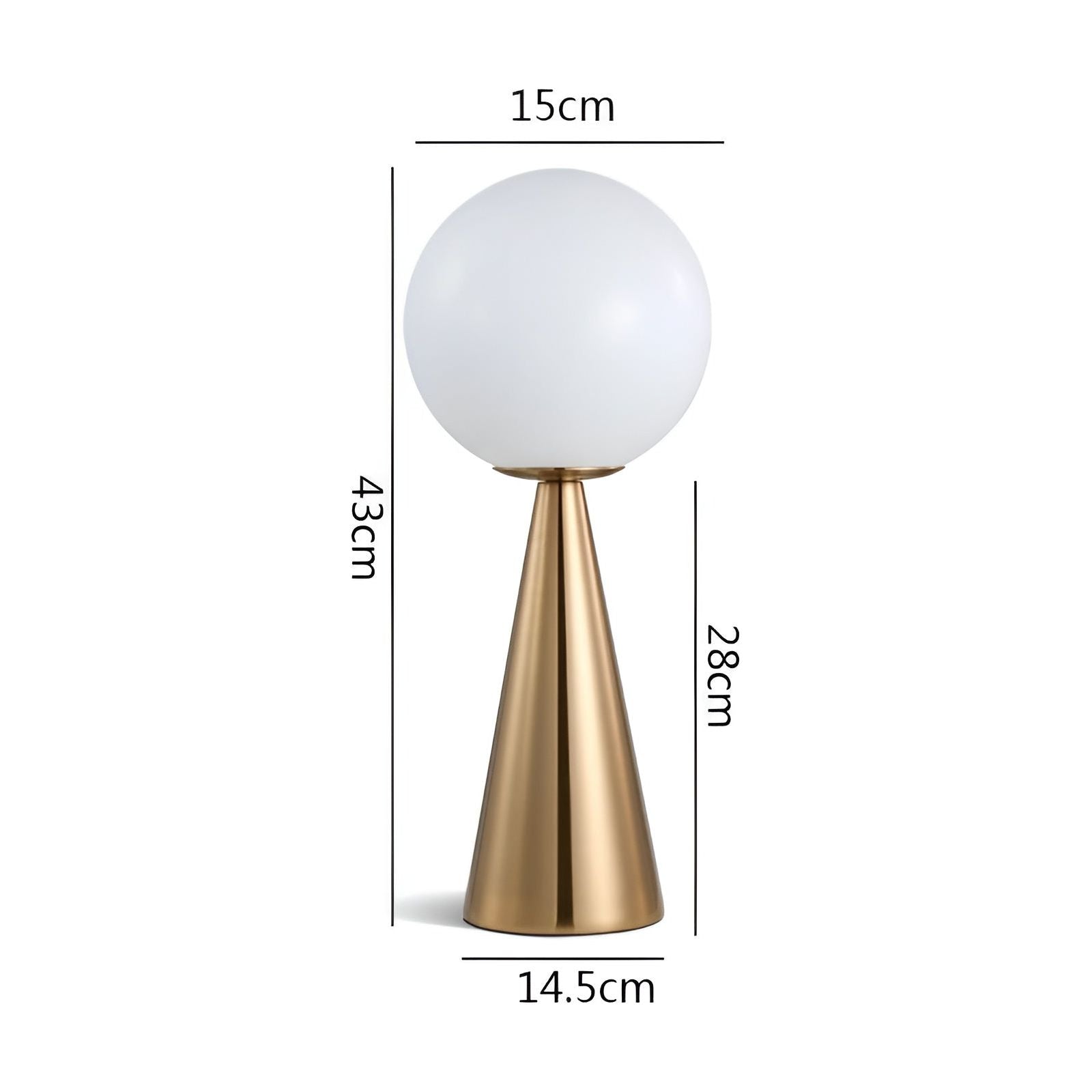 RadiantGlobe Lampe - Moderne Kegelförmige Goldene Glasdekoration Lampe Elegare