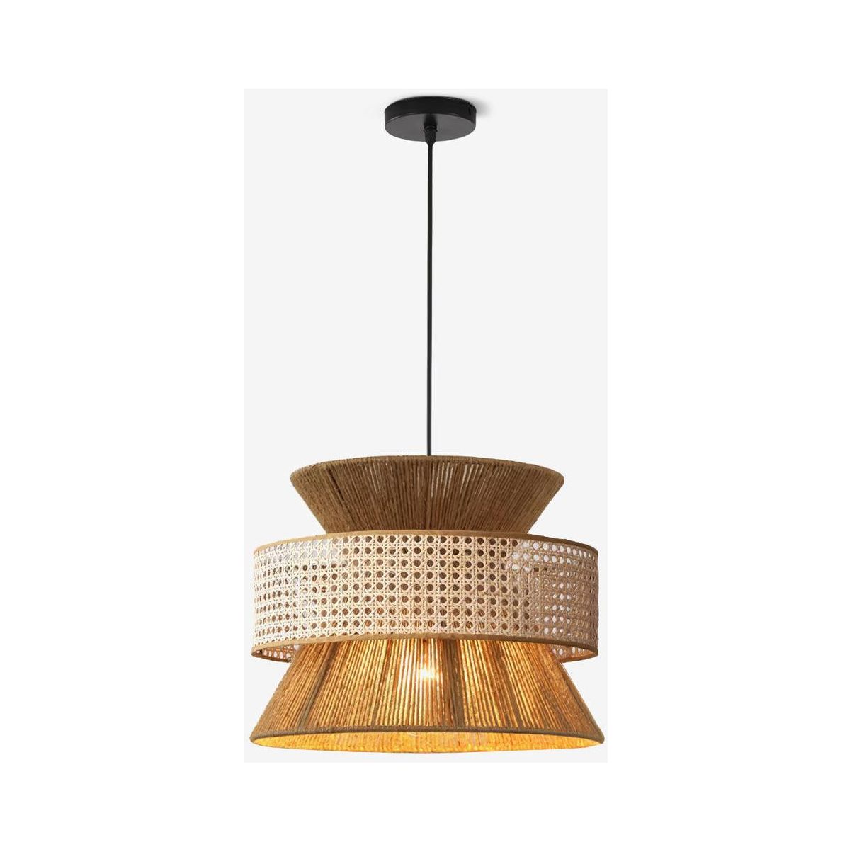 BambooLuxe Light - Italienische Bambus Rattan Pendelleuchte Elegare