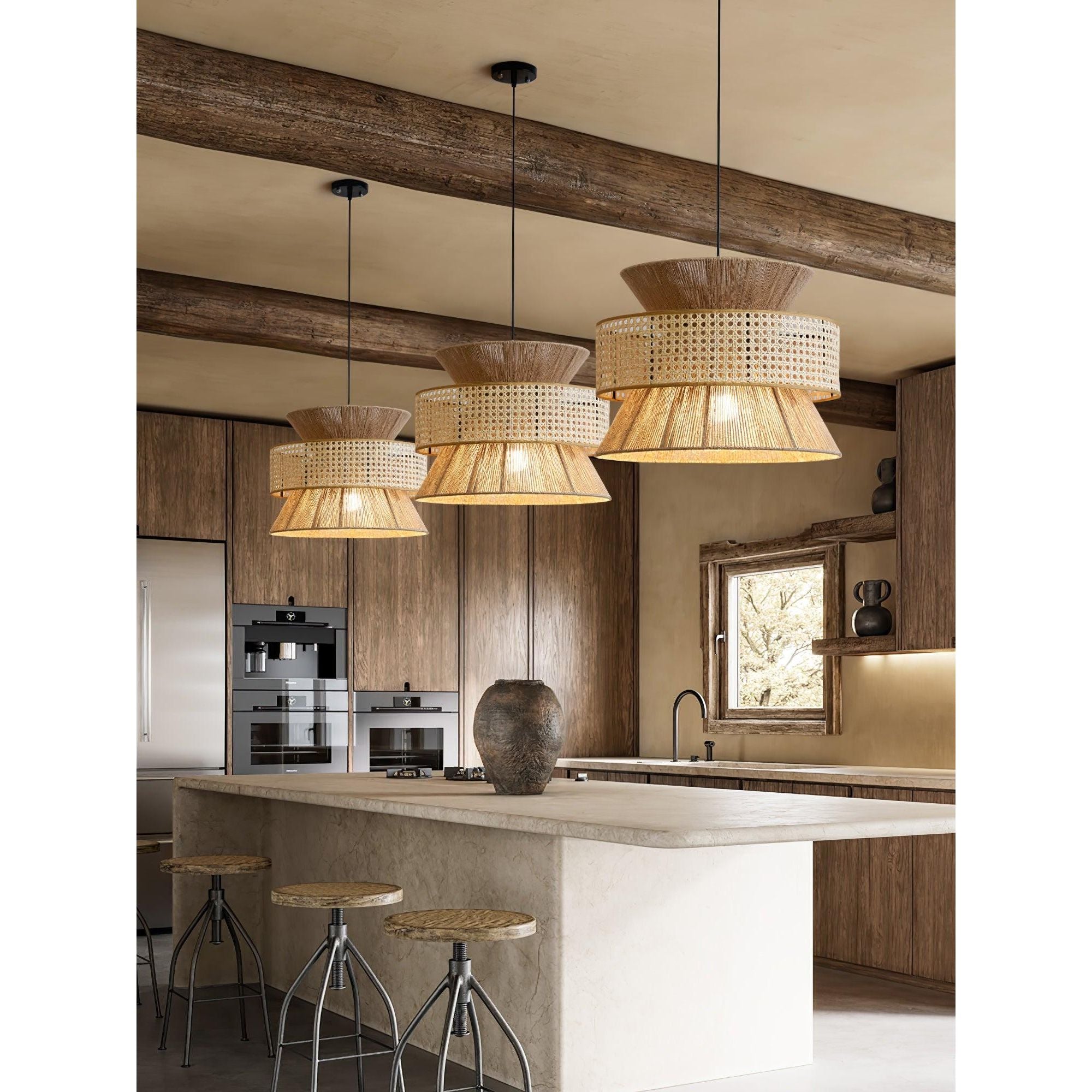 BambooLuxe Light - Italienische Bambus Rattan Pendelleuchte Elegare