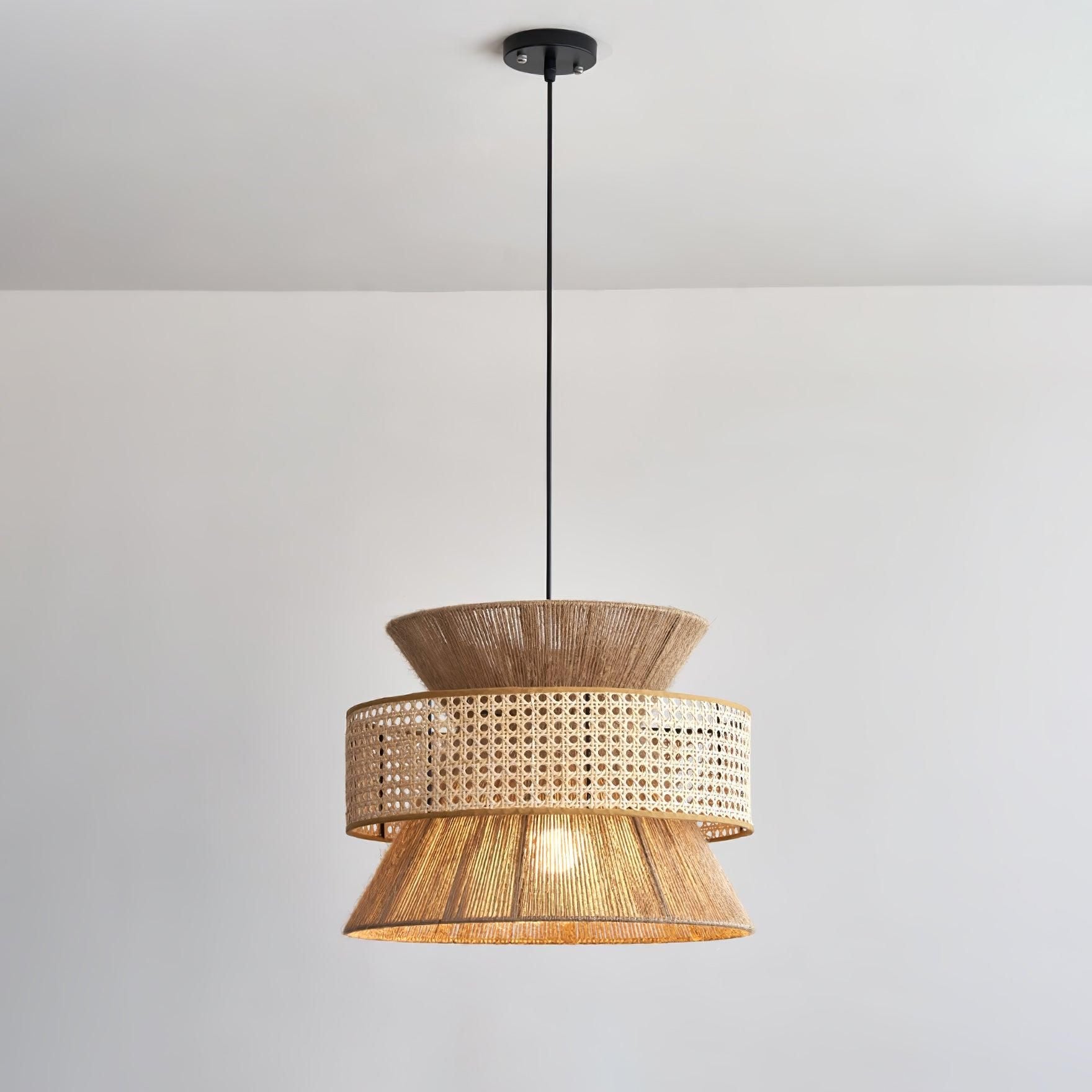 BambooLuxe Light - Italienische Bambus Rattan Pendelleuchte Elegare