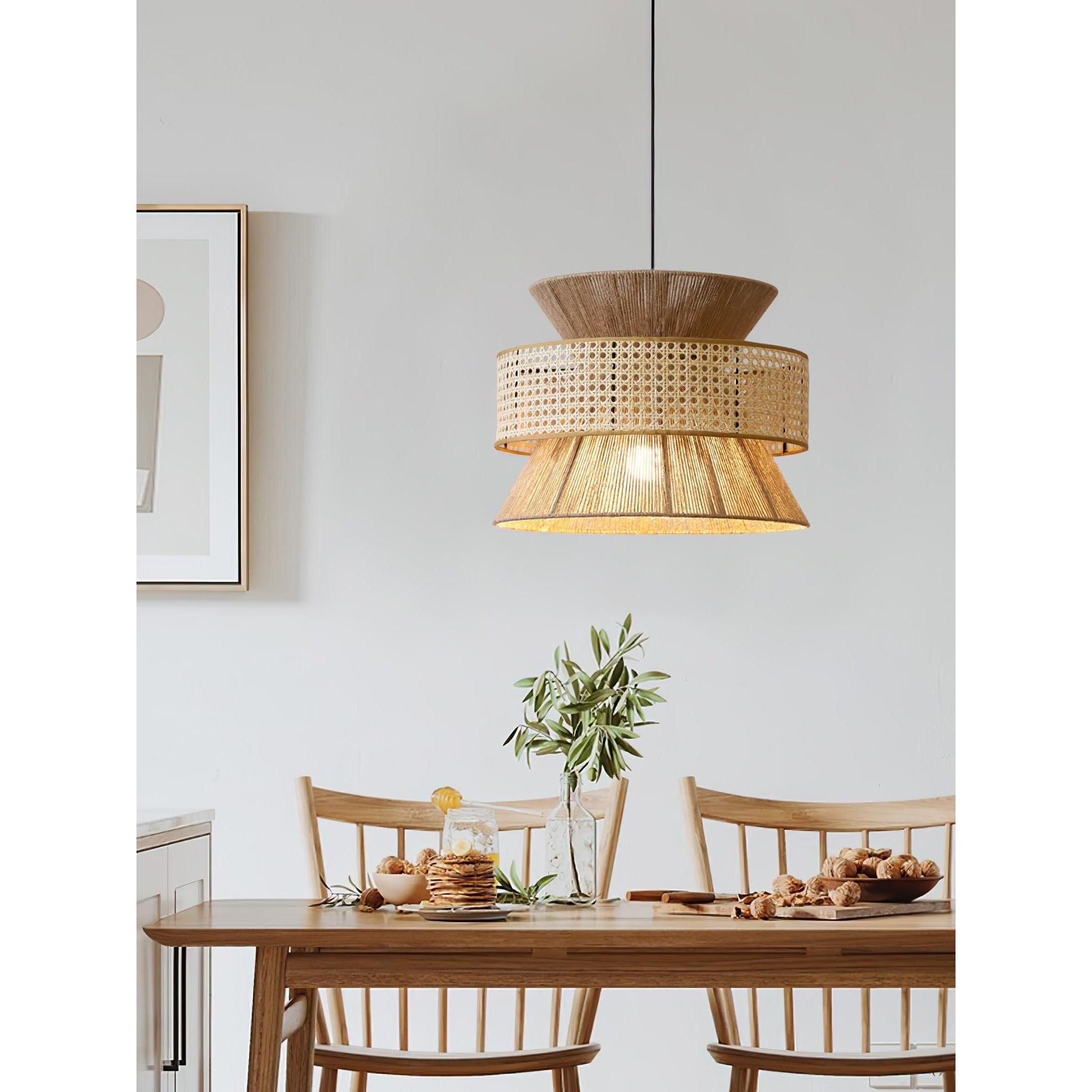 BambooLuxe Light - Italienische Bambus Rattan Pendelleuchte Elegare