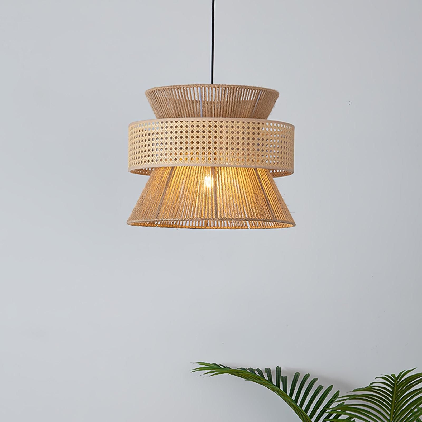 BambooLuxe Light - Italienische Bambus Rattan Pendelleuchte Elegare