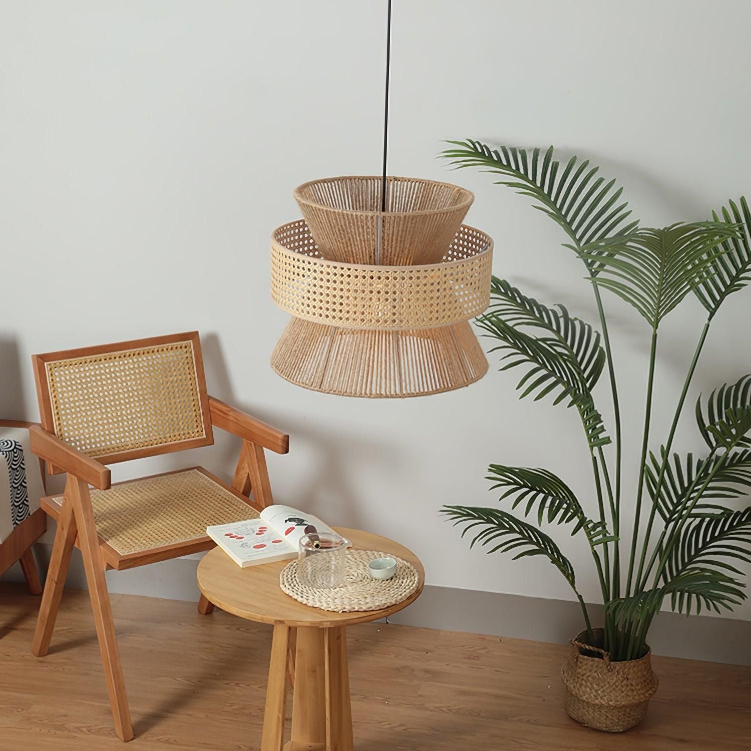 BambooLuxe Light - Italienische Bambus Rattan Pendelleuchte Elegare