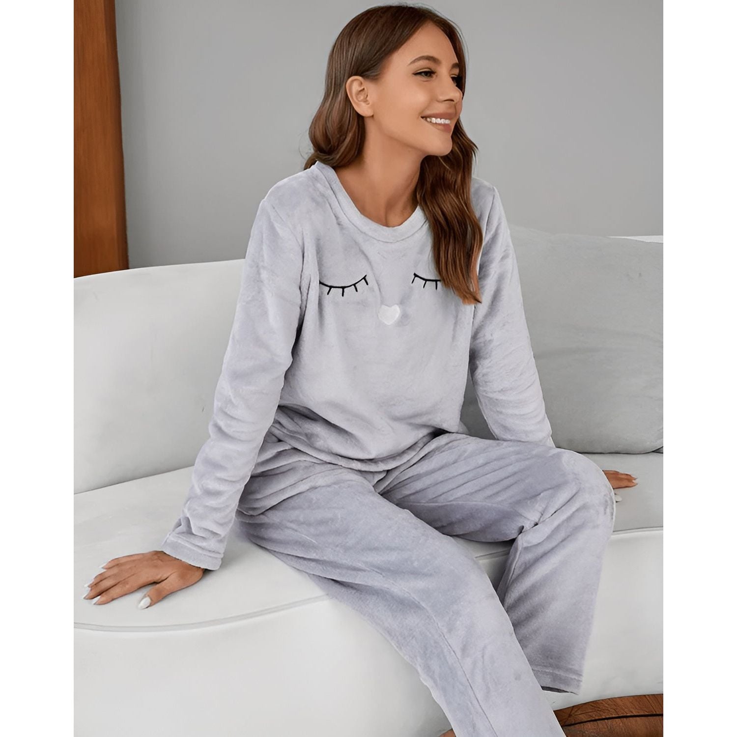 Carla Set - Warmer Damenpyjama aus Flanell für die Herbst-Winter Nächte - Elegare