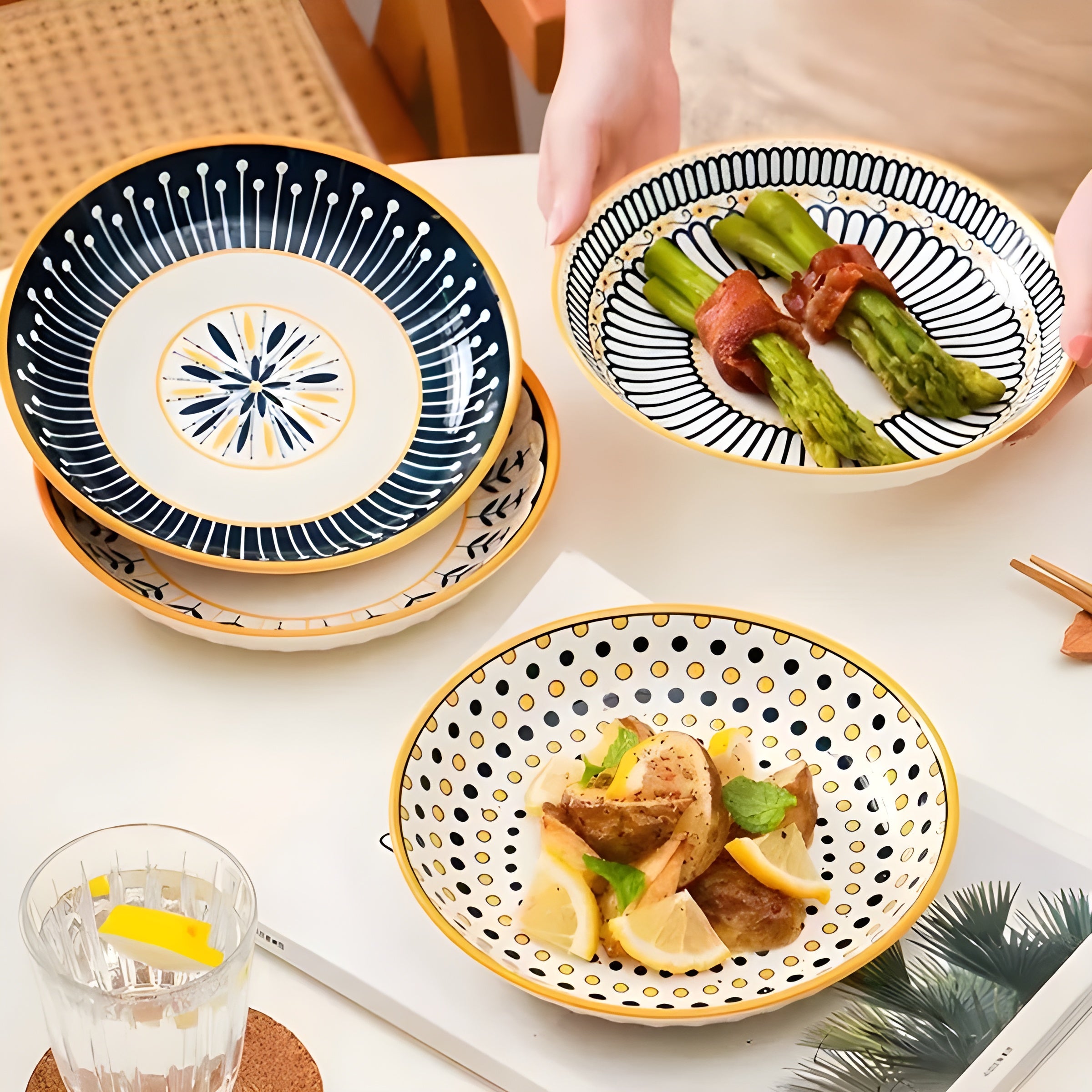 Porzellan-Tellerset Handbemalt – Elegant und Dekorativ | Perfekt für Alltag und besondere Anlässe - Wohnzubehör
