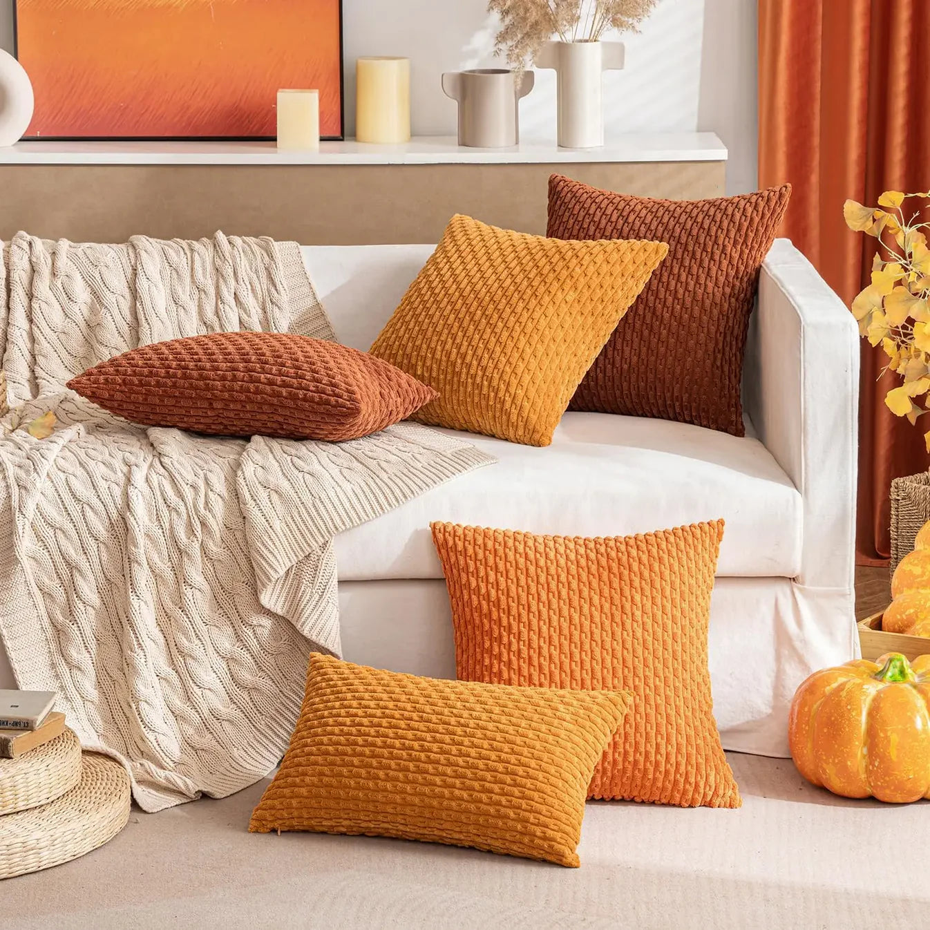 Geripptes Samt-Kissen – Weich & Gemütlich | Boho-Design für Sofa und Bett - Kissen
