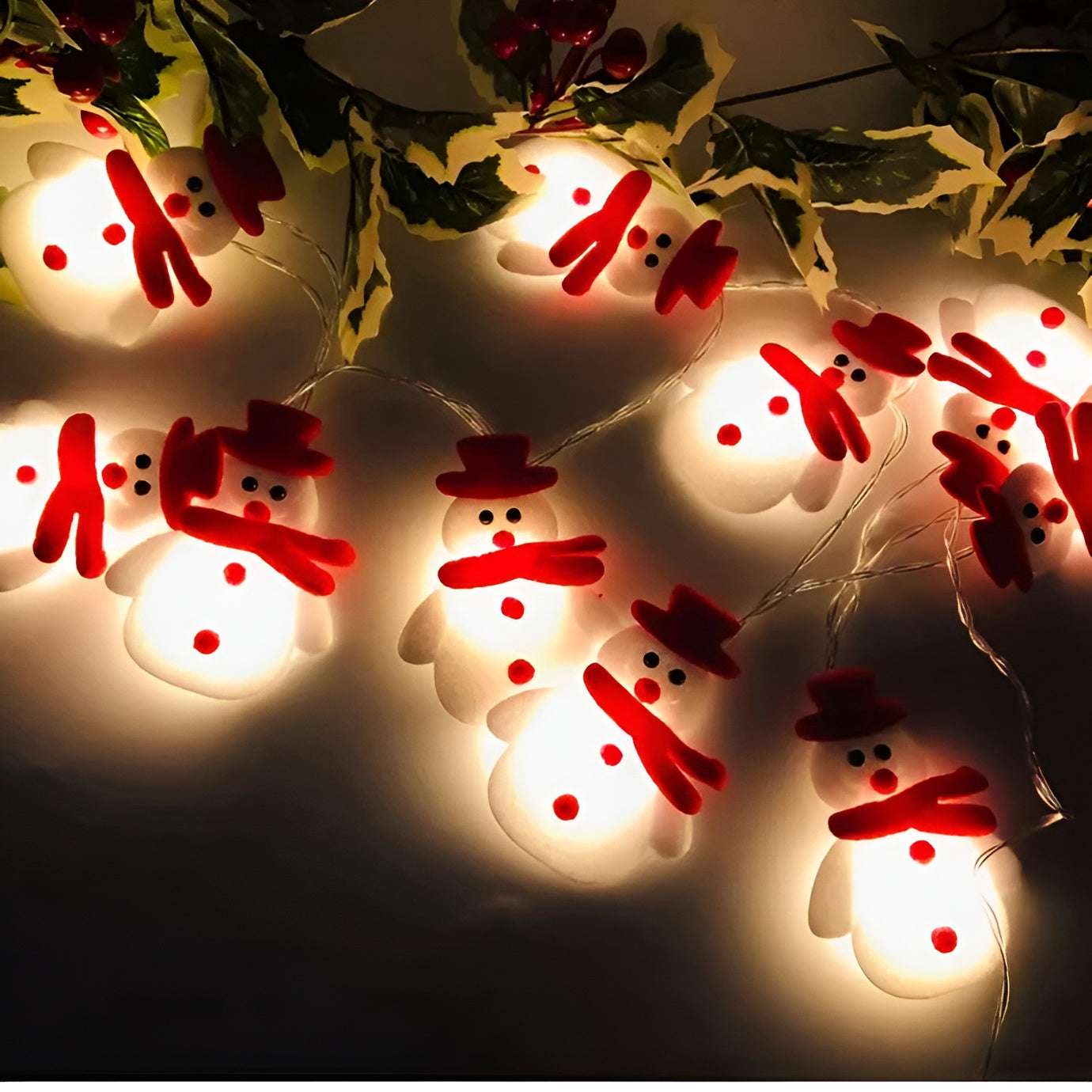 Schneemann Lichterkette – Festliche Weihnachtsbeleuchtung | Dekorative Anhänger für Tannenbaum