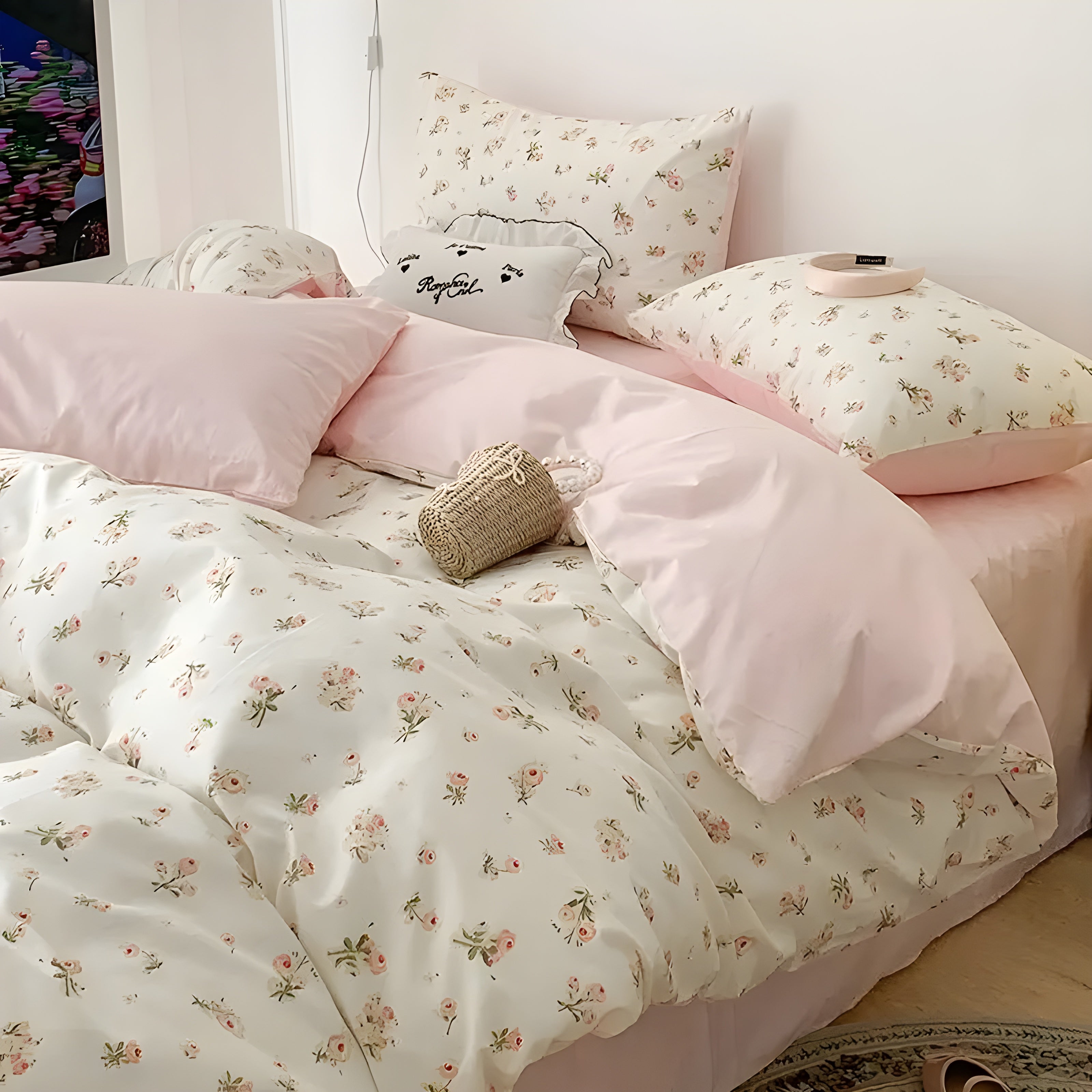 CherryBliss Bettwäsche-Set – Elegantes Bettwäsche-Set mit Spannbettlaken