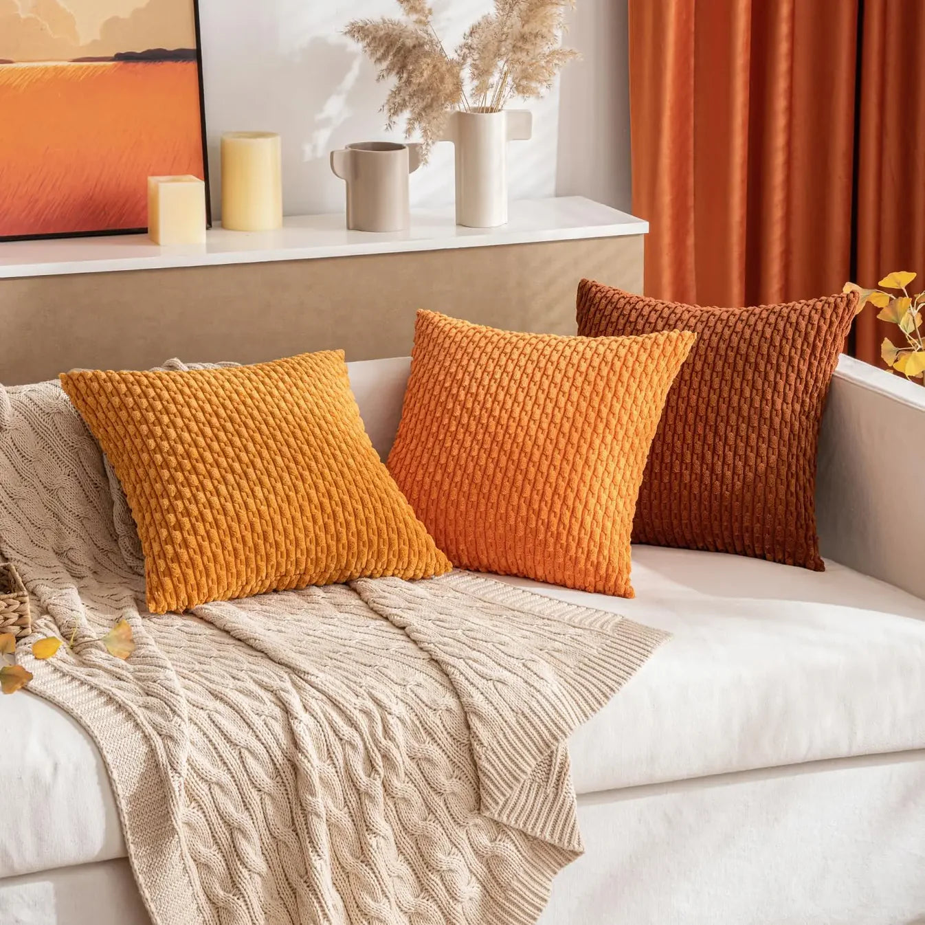 Geripptes Samt-Kissen – Weich & Gemütlich | Boho-Design für Sofa und Bett - Kissen