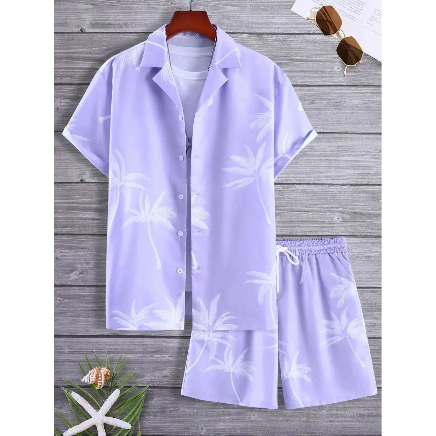 Erik Set - Herren Casual Hawaiian Sommer Zweiteiliges Set Elegare