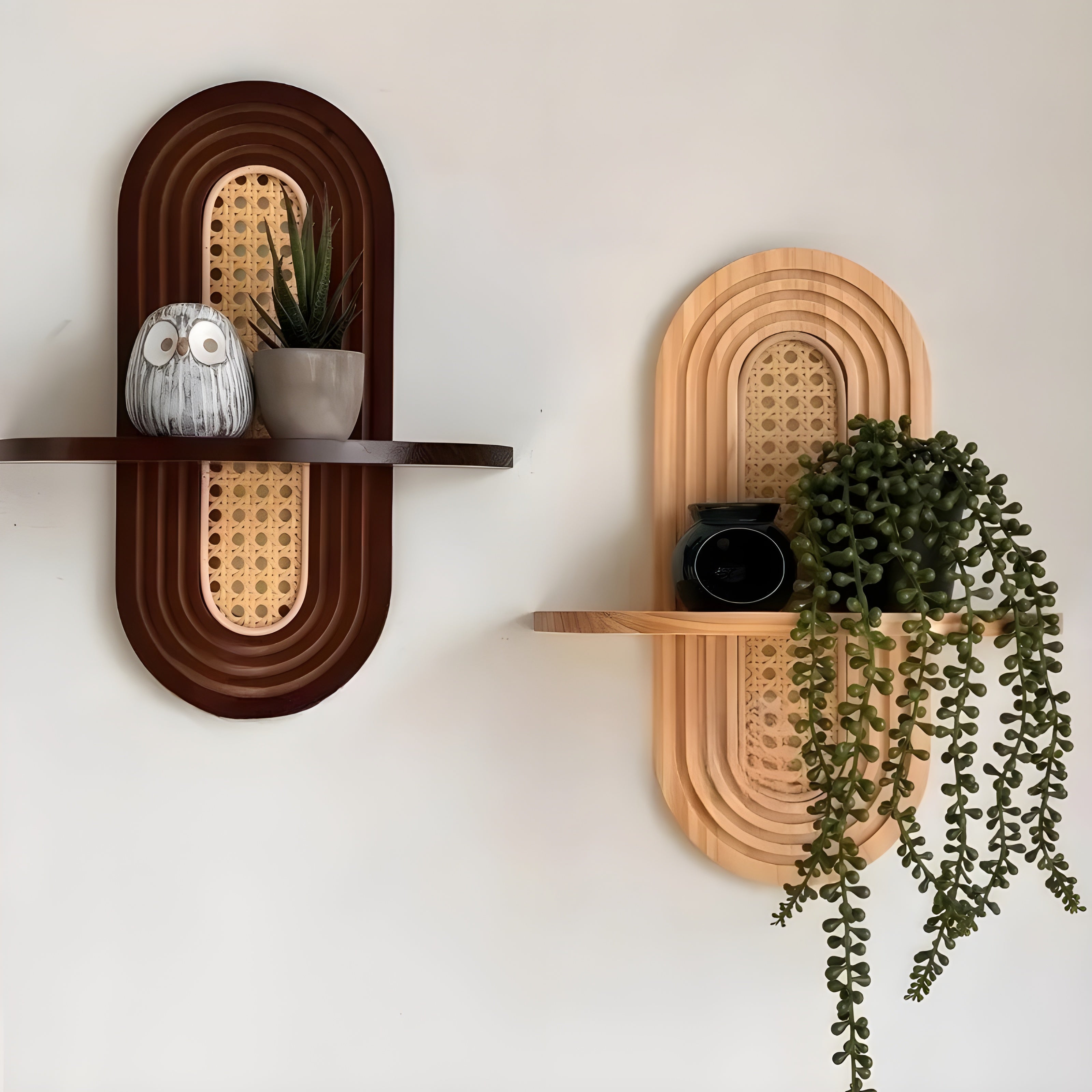 Handgefertigtes Wandregal aus Rattan – Boho-Deko für Wohnzimmer, Schlafzimmer & Balko