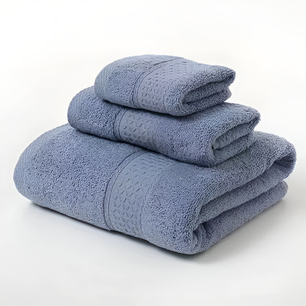 3-teiliges Baumwollhandtuch-Set – Weich und Saugstark | Perfekt für Bad und Alltag - 3 Stück Blaugrau - Handtuch-Set