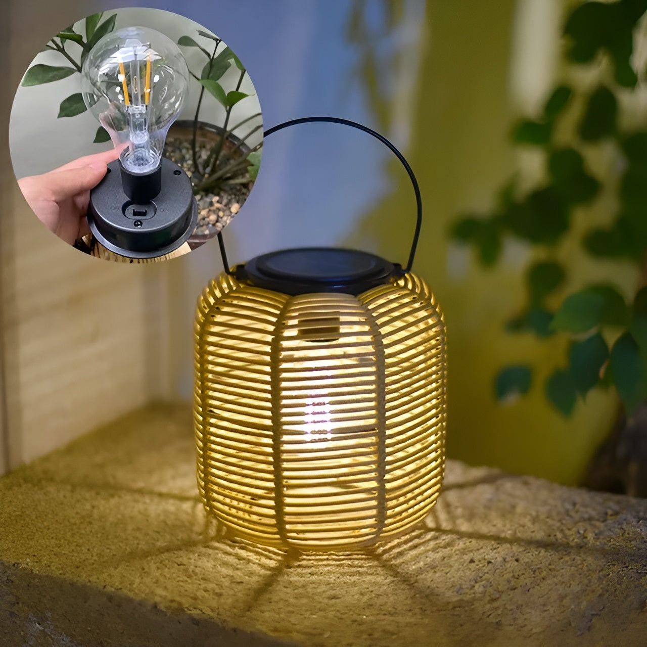 RattanBreeze Light - Kreative Rattan Solar Garten Deko Lampe Elegare