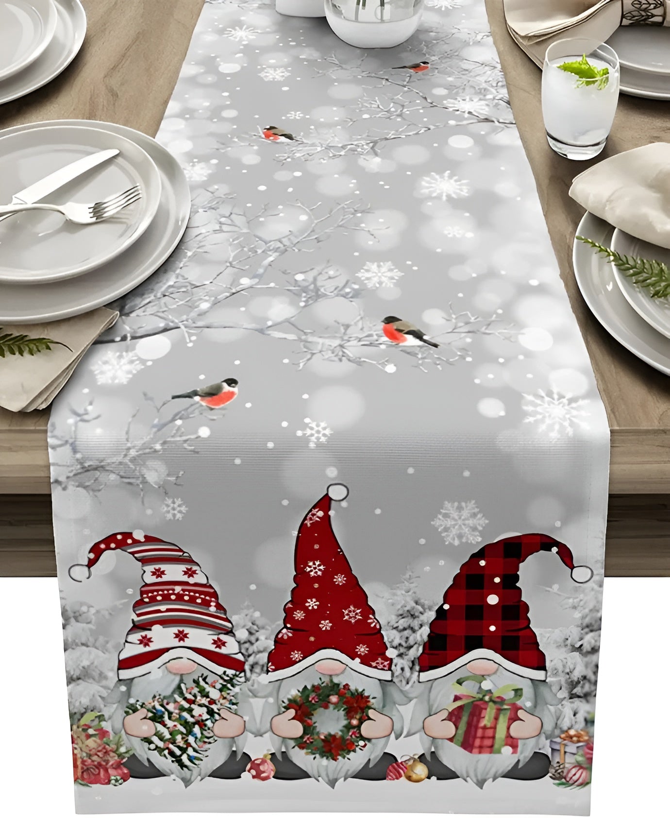Weihnachtlicher Tischläufer – Dekorativ mit Schneeflocken | Perfekt für Winter & Festtafel