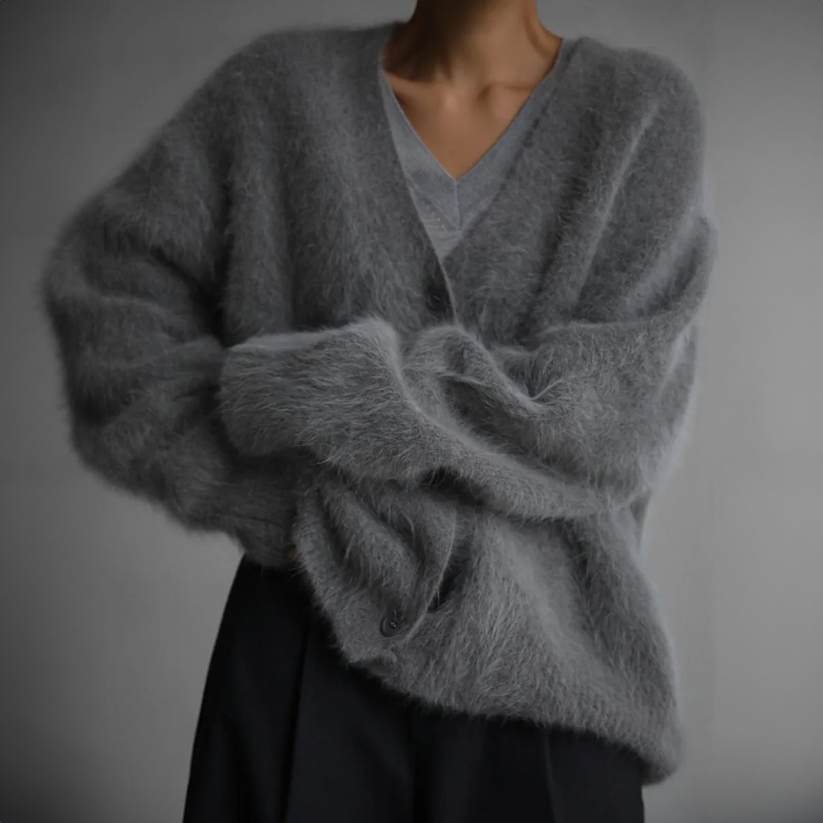 Damen Kaschmirstrickjacke Größenvergleich S bis XL – Herbst-Loungewear