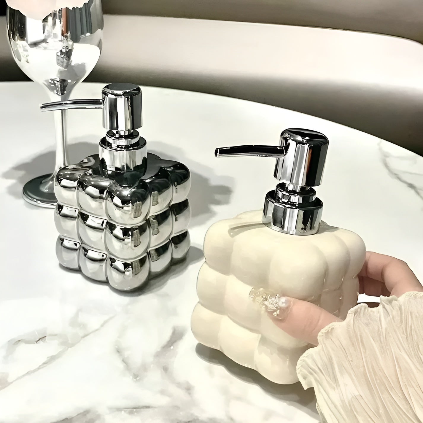 Keramik-Seifenspender mit Pumpe – Stilvoll und Wiederbefüllbar | Für Seife, Shampoo & Duschgel