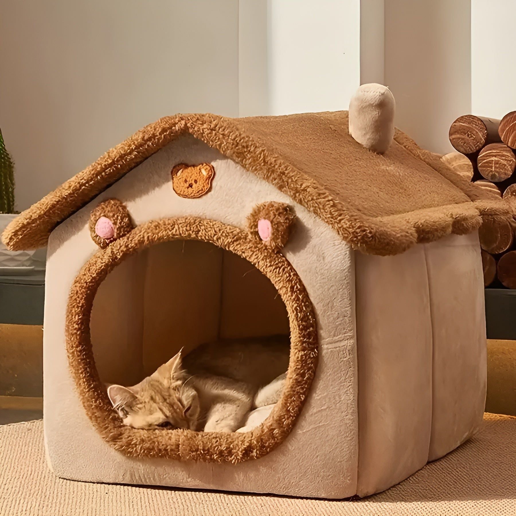 PurrPavilion Haus - Faltbares und Waschbares Katzenbett Haus Elegare