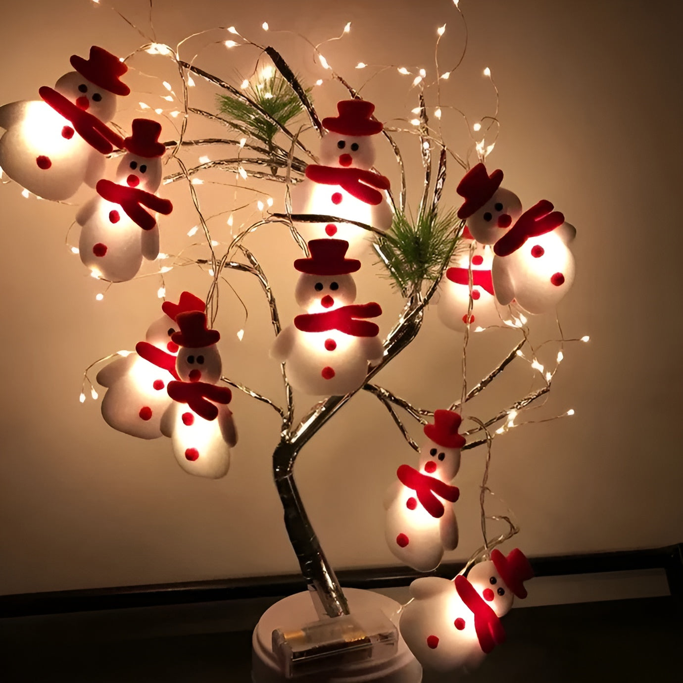 Schneemann Lichterkette – Festliche Weihnachtsbeleuchtung | Dekorative Anhänger für Tannenbaum
